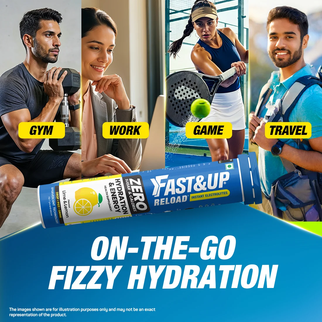 Fast&Up Reload effervescent tube for on-the-go fizzy hydration at the gym, work, game and travel
